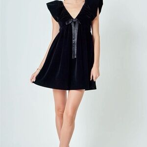 Endless Rose Black Velvet Mini Dress